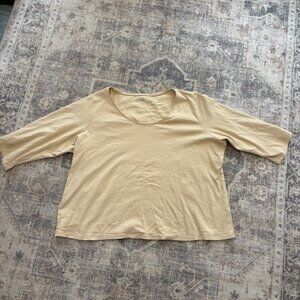 Eileen Fisher T-Shirt Womens Size 3XL Cream 100% Organic Cotton Short Sleeve Top